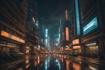 night view of the cyberpunk city