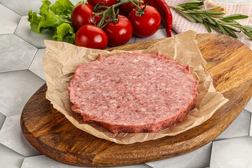 Raw beef uncooked burger cutlet