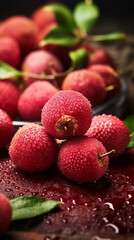 Freshly washed lychees