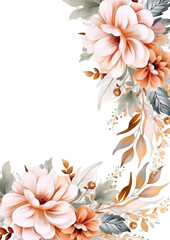 Obraz na płótnie Canvas Luxury botanical gold wedding frame elements. Border, glitters, leaf branches, rose flower. Elegant foliage design for wedding, card, invitation, greeting. 