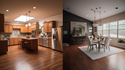 Fototapeta premium modern living room with fireplace HD 8K wallpaper Stock Photographic Image