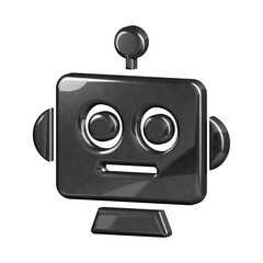 This is a beautifully designed 3D robot icon with a beautiful metallic texture.