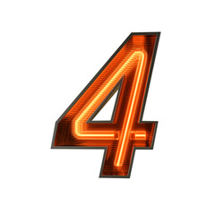 Neon Light Number on transparent background, PNG file