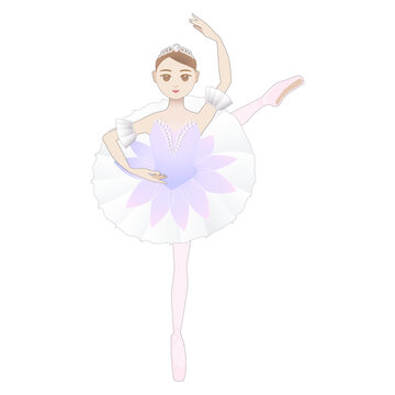 ダンサーのイラスト_バレエ「ドン・キホーテ」夢の場でドルシネア姫を踊るバレリーナのイメージ_主線あり