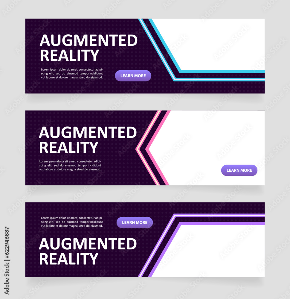 Poster science and augmented reality web banner design template. vector flyer with text space. advertising 
