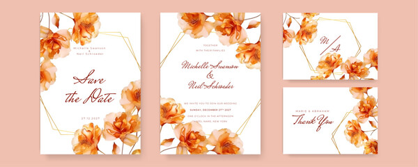 vector beautiful hand drawn floral wedding invitation card