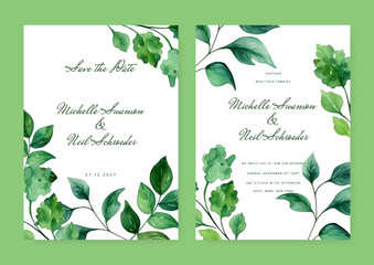 Floral wedding invitation template with brown sakura flowers and leaves decoration. Botanic card design concept