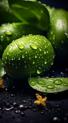 Fresh lime with water droplets