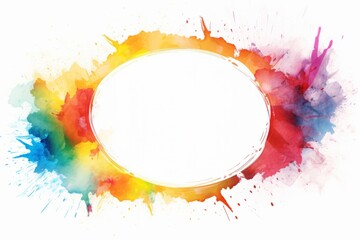 Fototapeta na wymiar Abstract colorful rainbow color painting illustration - Elliptical ellipse frame made of watercolor splashes, isolated on white background (Generative Ai)..