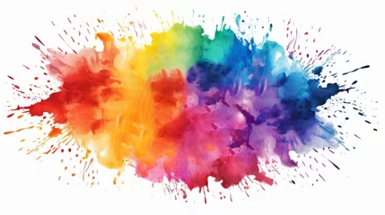 Foto op Canvas Abstract colorful rainbow color painting illustration - watercolor splashes, isolated on white background (Generative Ai) © Corri Seizinger