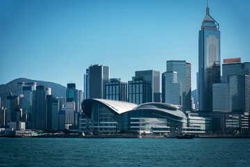 Cityscape and skyline at Victoria Harbour in Hong Kong city - 622949686