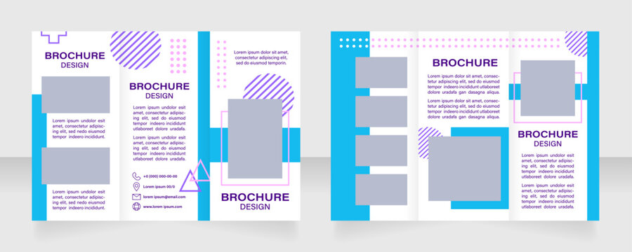 Geometry class trifold brochure template design. Zig-zag folded leaflet set with copy space for text. Editable 3 panel flyers. Acumin Variable Concept Wide Semibold, Medium, Regular fonts used