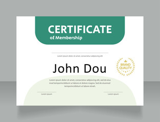 Forum membership certificate design template. Vector diploma with customized copyspace and borders. Printable document for awards and recognition. Calibri Regular, Arial Bold, Myriad Pro fonts used