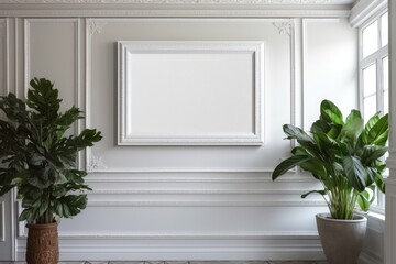 Blank Photo Frame Mockup Template Design With Living room Background Generated AI