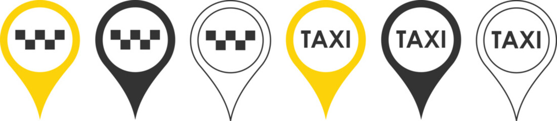 地図のポインターとタクシーのアイコン © DragonTiger8
