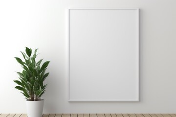 Blank Photo Frame Mockup Template Design With Plants in Living room Background Generated AI