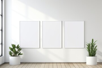 Blank Photo Frame Mockup Template Design With Plants in Living room Background Generated AI