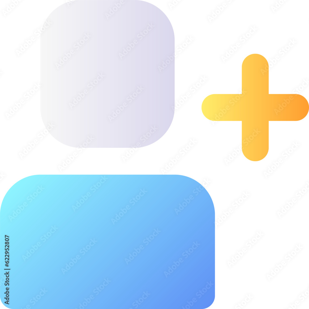 Aufkleber add user pixel perfect flat gradient color ui icon. social network friendship. online communication.