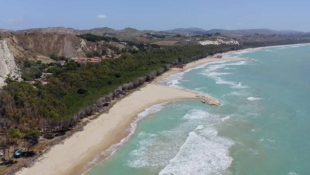 Aerial view of Eraclea Minoa beach in Sicily Italy