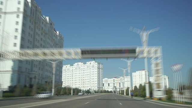 a car travel in highway of turkmenistan