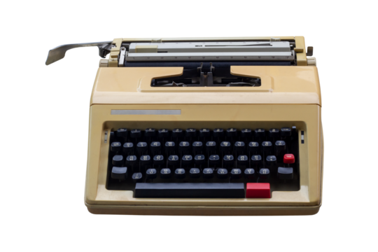 Old electric typewriter is thai language isolated on white background included clipping path.