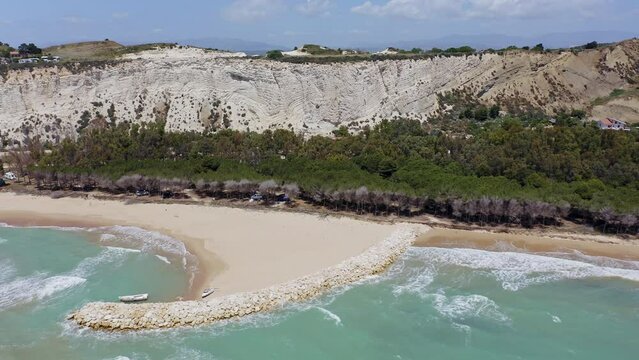 Aerial view of Eraclea Minoa beach in Sicily Italy