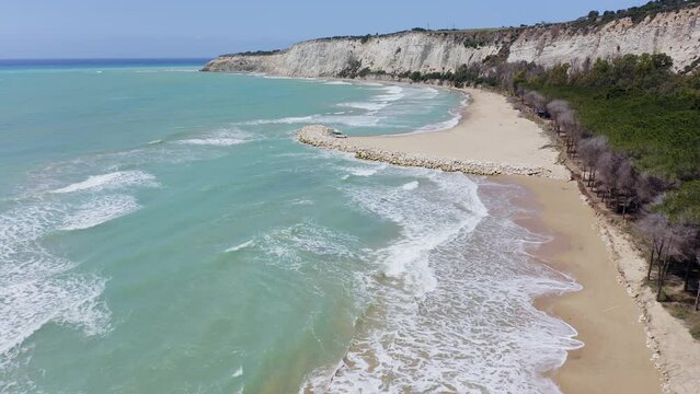Aerial view of Eraclea Minoa beach in Sicily Italy