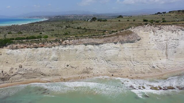 Aerial view of Eraclea Minoa beach in Sicily Italy