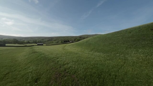Drone footage of Muker and Valley that contain flower meadows