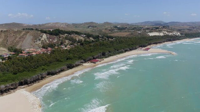 Aerial view of Eraclea Minoa beach in Sicily Italy