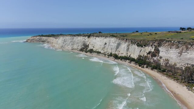 Aerial view of Eraclea Minoa beach in Sicily Italy