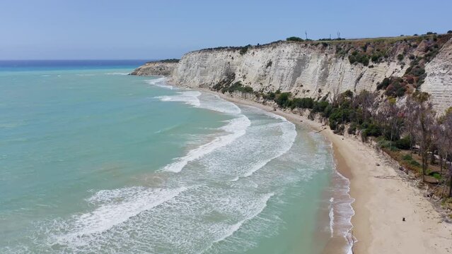 Aerial view of Eraclea Minoa beach in Sicily Italy