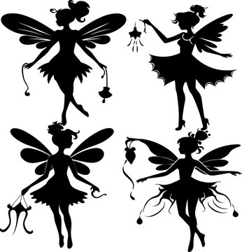 Fairy silhuette icon vector image