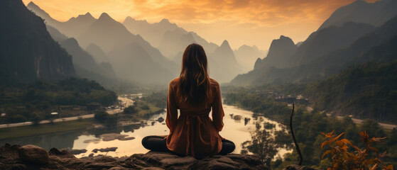 Generative AI - Embracing Serenity: The Balance of Yoga in Nature's Embrace