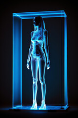 ai generated illustration technological transparent female hologram anatomy body