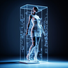 ai generated illustration technological transparent female hologram anatomy body