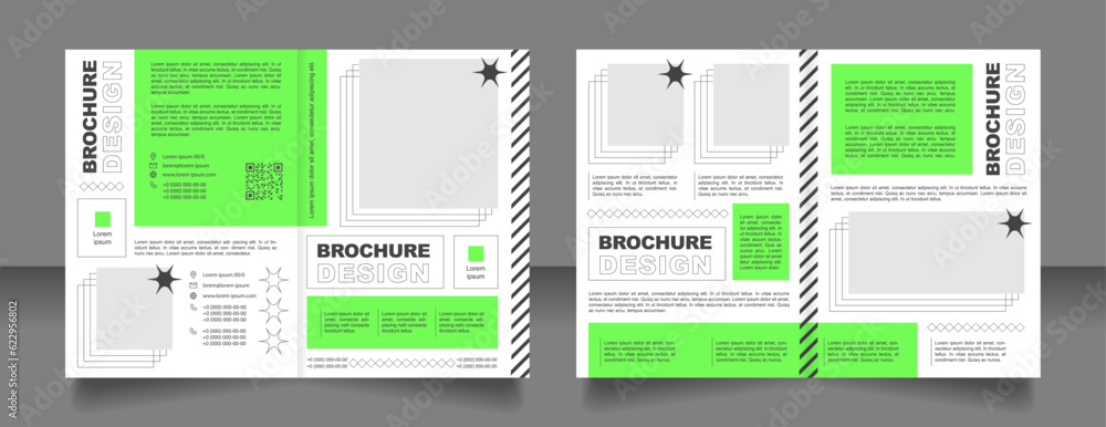Poster startup company profile bifold brochure template design. flyers with qr code. startup mission. half 