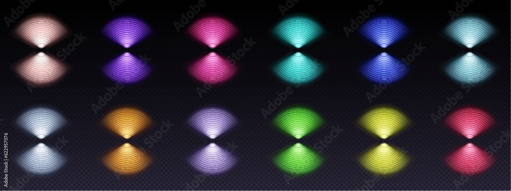 Poster realistic color set of radio wave signal signs isolated on transparent background. vector illustrati