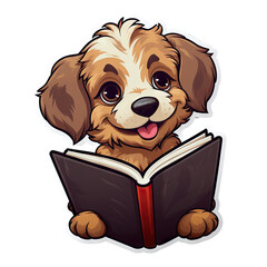 Hund mit Buch, transparent