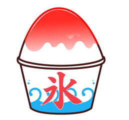 いちご味のかき氷　イラスト素材