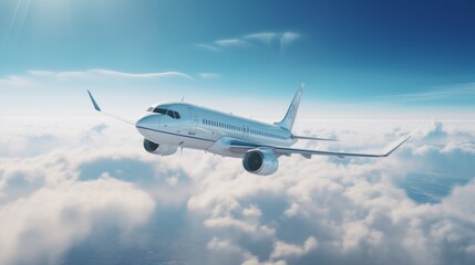 Fototapeta na wymiar Airplane above the clouds. Travel concept.