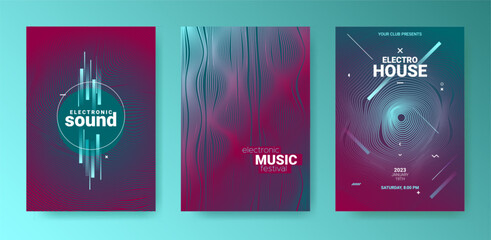 Psychedelic Dj Flyer. Electro Sound Cover. Techno Party Poster.