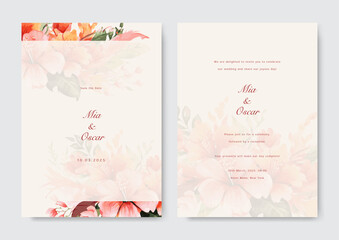 Vector watercolor floral wedding invitation card template