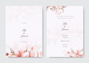 Vector beautiful and elegant floral wedding invitation card