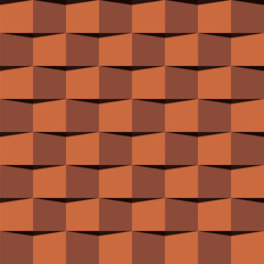 Orange brick color roof tiles pattern. 3D like vector seamless pattern.