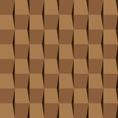 Brown roof tiles pattern. 3D like vector seamless pattern.