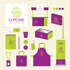 Cupcake and bakery shop logo branding vector set illustration template for business