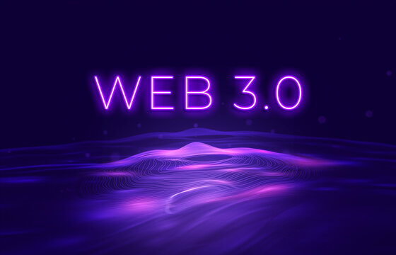 Web3 Foundation Decentralized web software protocols on a futuristic background. 3d illustration of Web 3.0 coming with blockchain technology