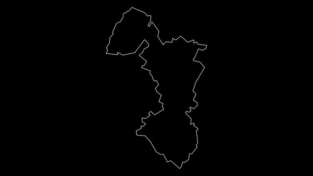 Trnava region map of Slovakia outline animation