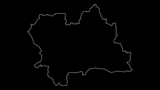 Zilina region map of Slovakia outline animation